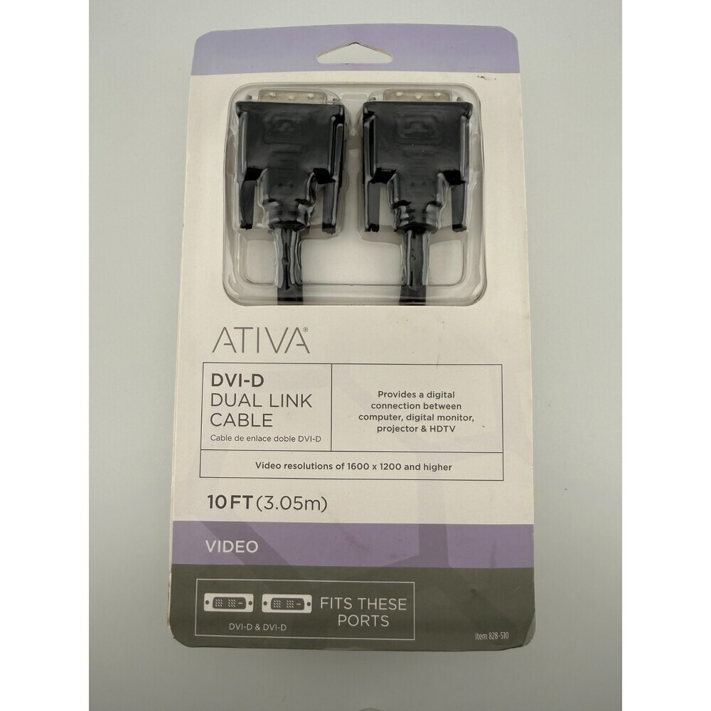 Ativa® DVI 828-510 Black Dual-Link HDTV & LCD Digital Monitor Cable - 10-Feet